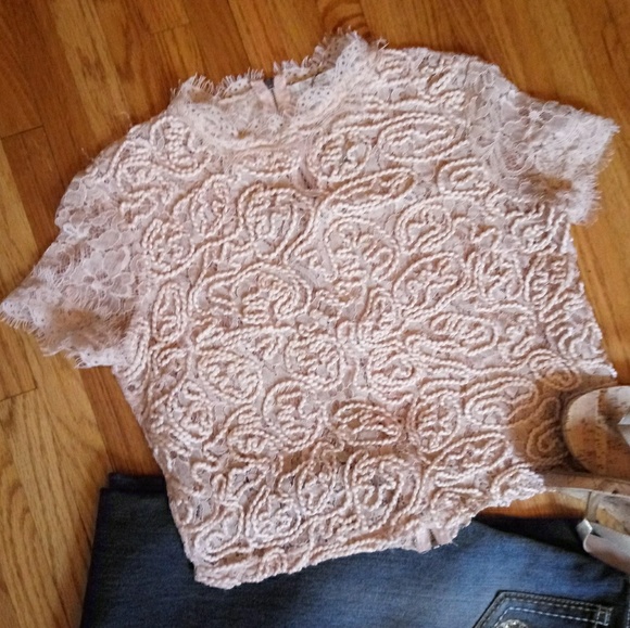 Zara Tops - Zara Trafaluc Lace Shirt Beautiful Details Zip-up